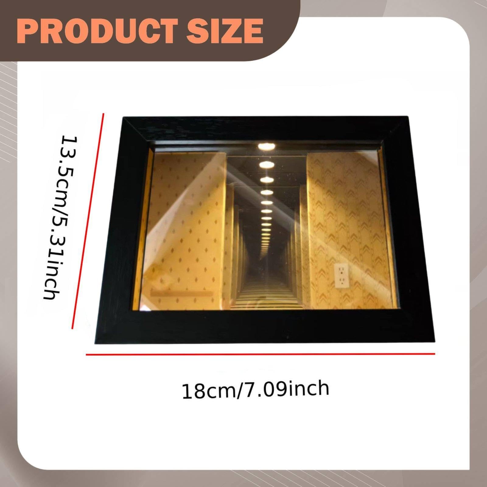 #N/A/a Marco de Fotos con Espejo 3D, Marco de Luz, Marco Decorativo para Mesa, Marco de Escritorio de Madera, óptica con Efecto de Profundidad.
