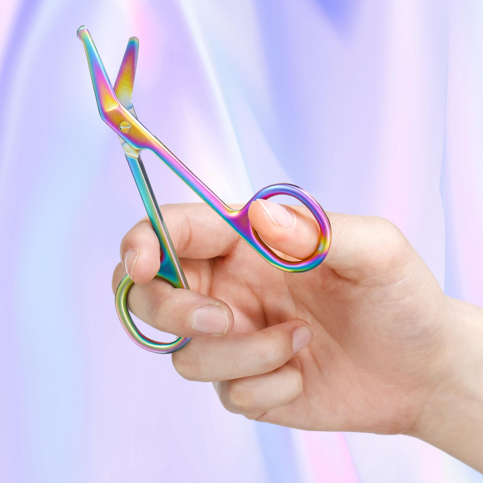 2 Pieces Ostomy Scissors Bandage Scissors Nursing Scissors Stainless Steel Scissors for Doctors, Nurses, Veterinary Home Nursing, 4.3 x 2.1 Inch, Curved (Rainbow) — Amazon image 4