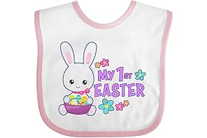My First Easter - Baby Bib With Bunny and Easter Basket
