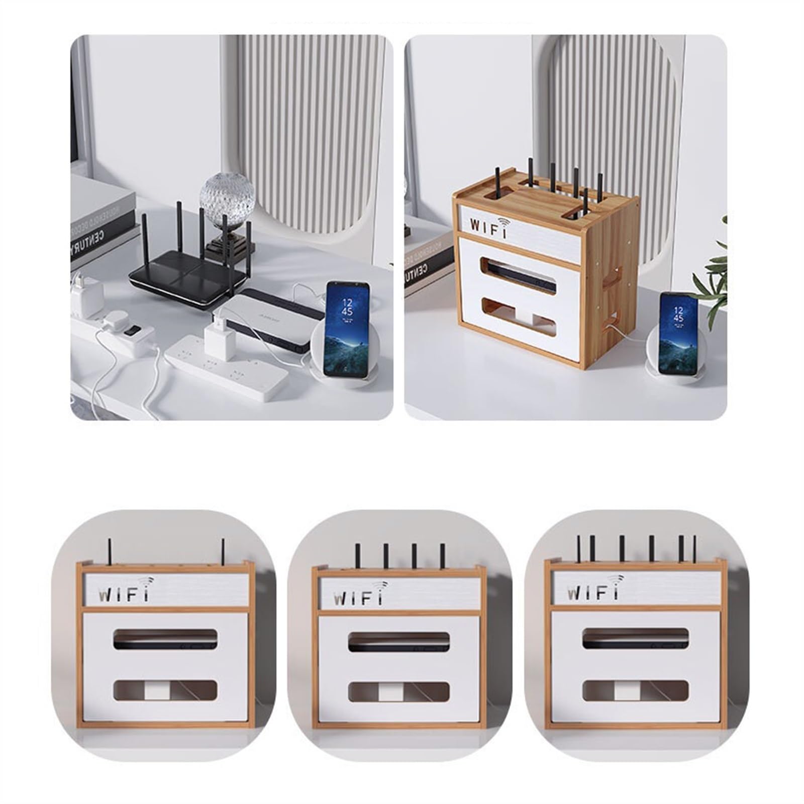 Caja Organizadora Cables Caja de almacenamiento de enrutador wifi inalámbrico, decodificador de gato ligero, mueble de TV de madera, colocación de objetos, estante, artefacto, cable enchufable Cajas d