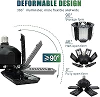 Vista 2 de Paquete de 2 Luces LED para Garaje, 160W 16000LM 6500K Luces de Garaje para Techo Bombilla LED con 6+1 Paneles Ajustables, Luz LED de Taller