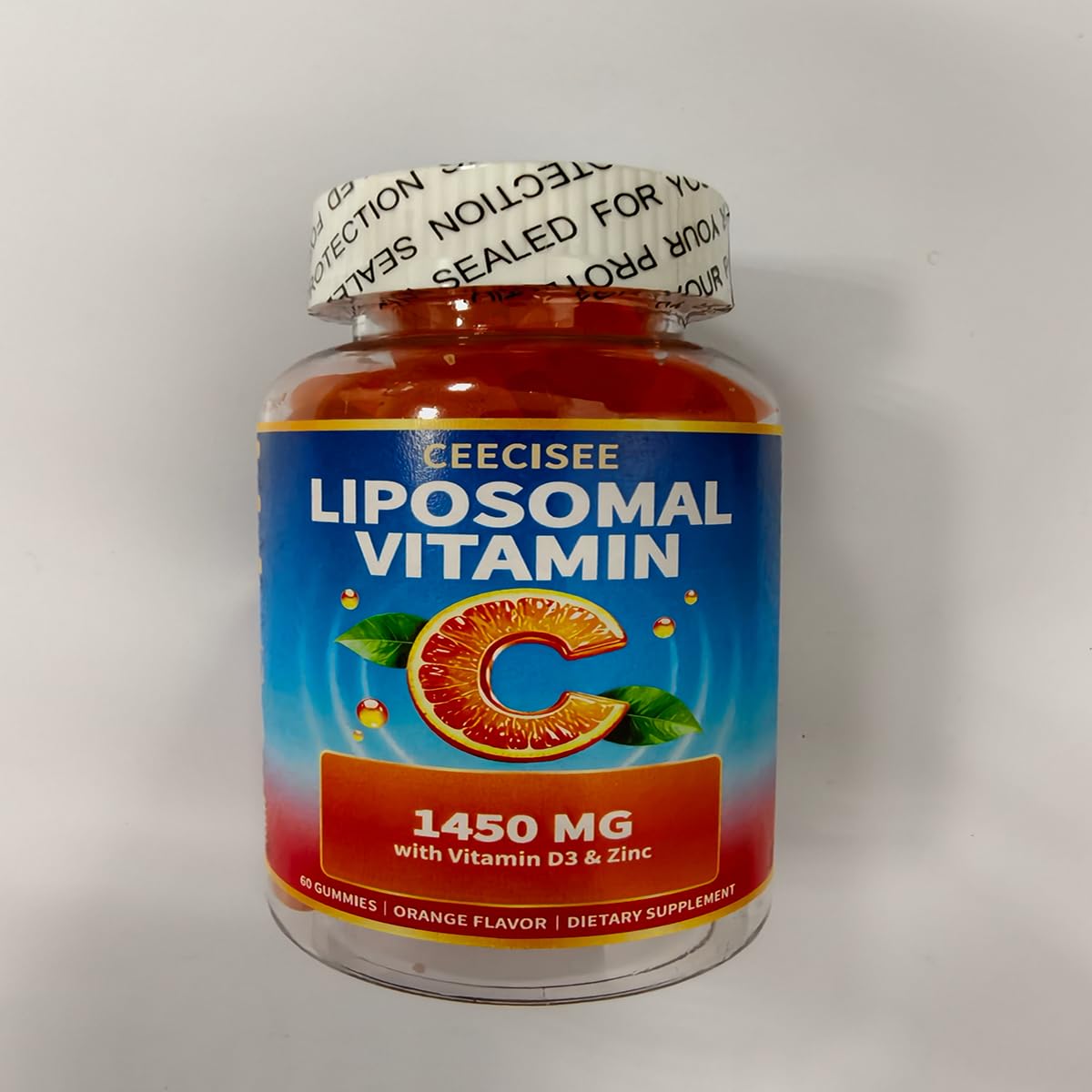 Liposomal Vitamin C Gummy for Adults: Organic Chewable Gummies Orange 60 Count (Pack of 2)
