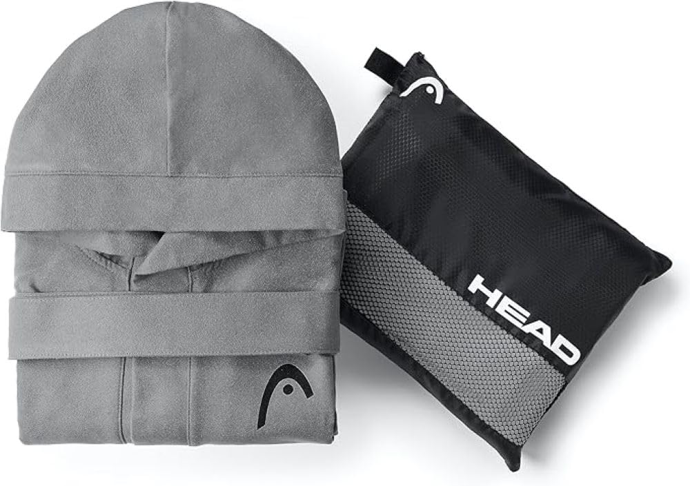 HEAD Active - Albornoz Mujer y Hombre para Ducha con Capucha y Bolsillos de Microfibra Ligero Secado Rápido, Albornoz Hombre y Mujer Suave Ultra Absorbente para Viaje, Bata Mujer Hombre Ahorra Espacio