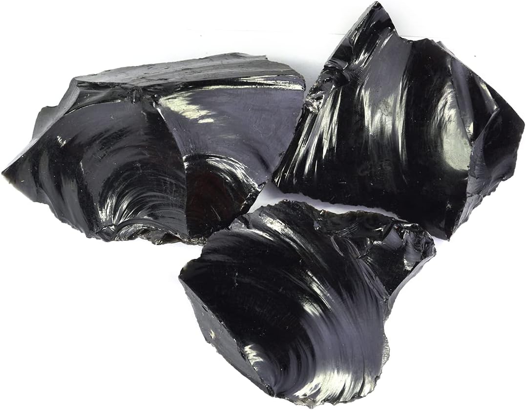 Reiki Crystal Products Natural Black Obsidian Rough, Raw Stone 250 Grams, Black Obsidian Raw Stones