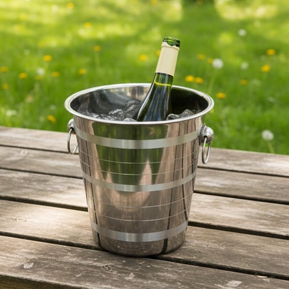 Secchiello Ghiaccio per Vino e Champagne - Portaghiaccio e Cestello Ghiaccio per Bottiglie - Porta Secchiello Ghiaccio da Tavolo