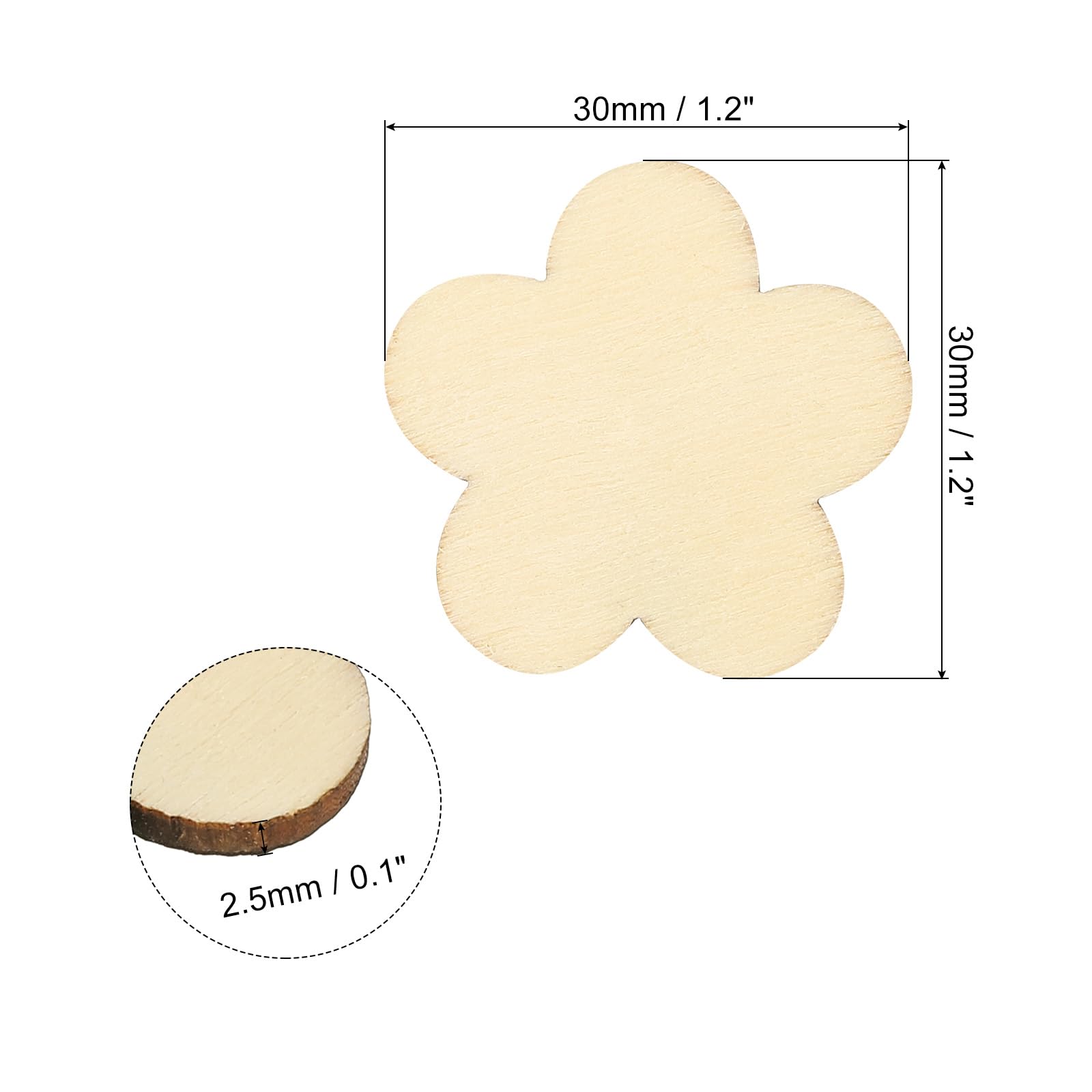PATIKIL 30mm Wooden Flowers - Image 2