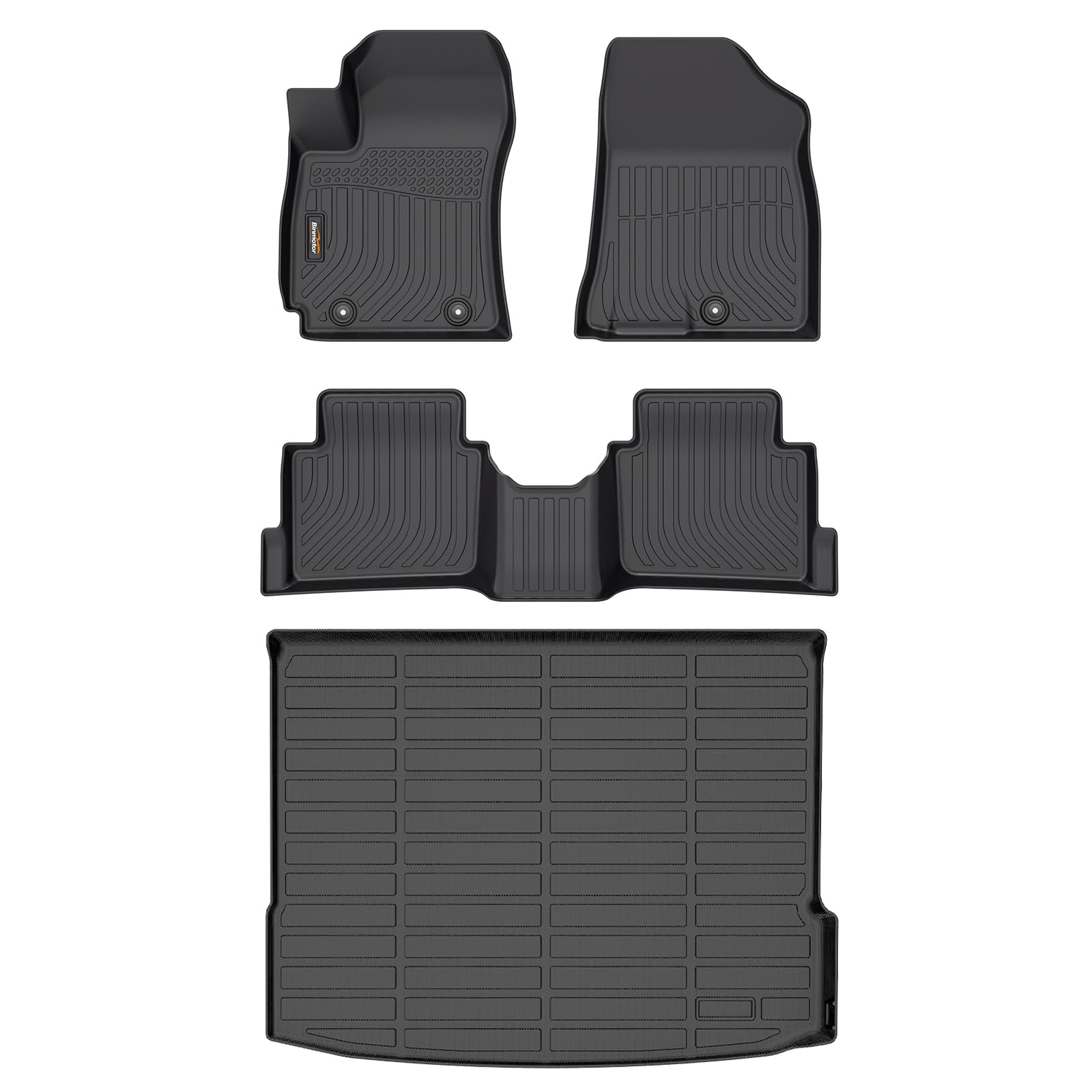 BinmotorFloor Mats Custom for Hyundai Kona 2024 (No Electric Model) All Weather Guard Car Mats Front & Rear Heavy Duty TPE Automotive Floor Liners kona 2024 Accessories Black