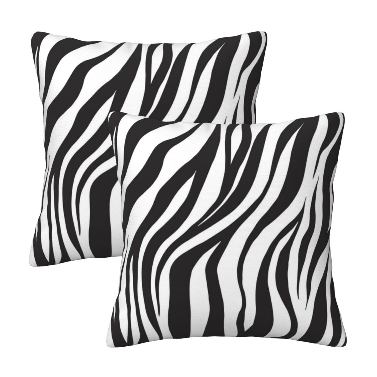 Tebjh Black and White Zebra Print Striped Throw Pillow Covers 18x18 in Sets of 2 Couch Pillow Case Modern Decorative Square for Home Living Room
