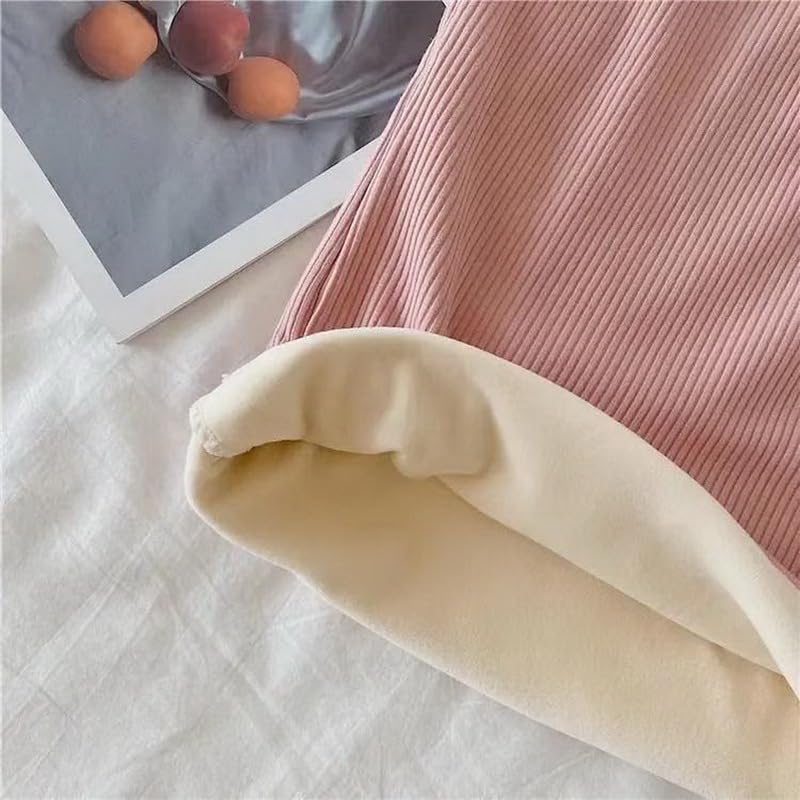 DOPI Women Velvet Vest Plush Winter Thickened Unwear Solid Color Thermal Underwear Camisole Warm Sling Vest Top Bottoming Clothing (4Set,XL)