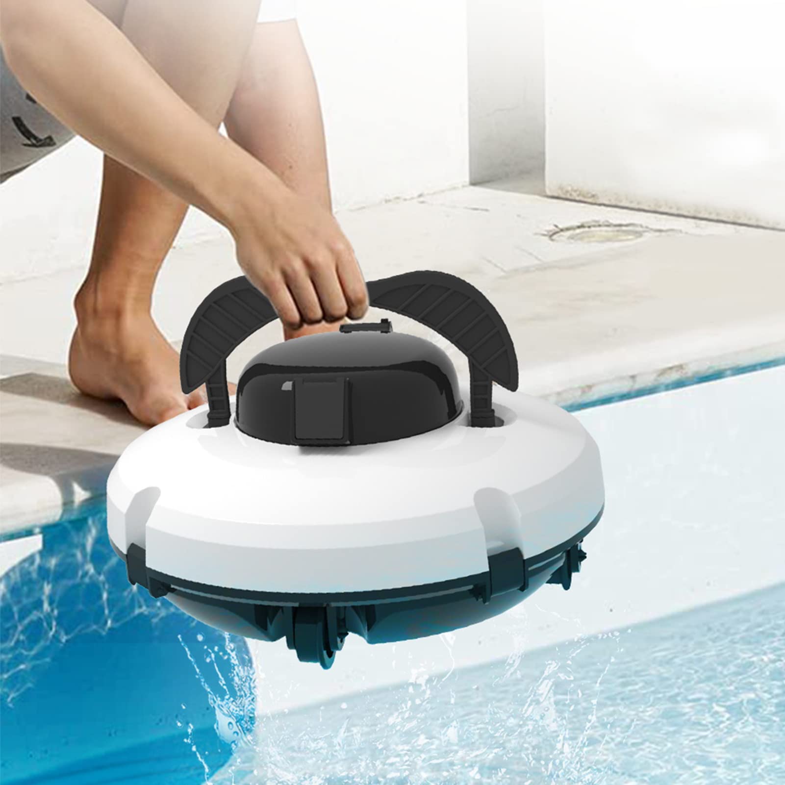 Lixada Robot per Piscina,Aspirapolvere per Piscina Automatiche Senza Fili,Aspirapolvere per Pavimenti e Power Clean da 120 Minuti, parcheggio Automatico e Arrampicata 18°