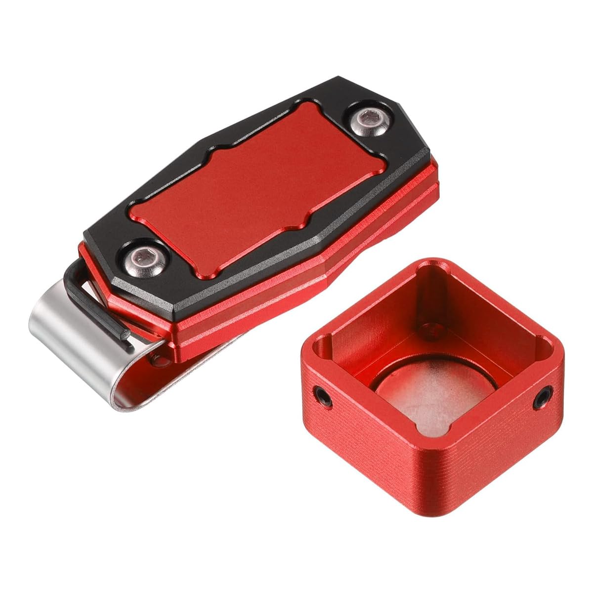 Porta gessetti da biliardo in lega di alluminio, accessori, gessetti coordinati di diverse forme [quadrato] rosso nero