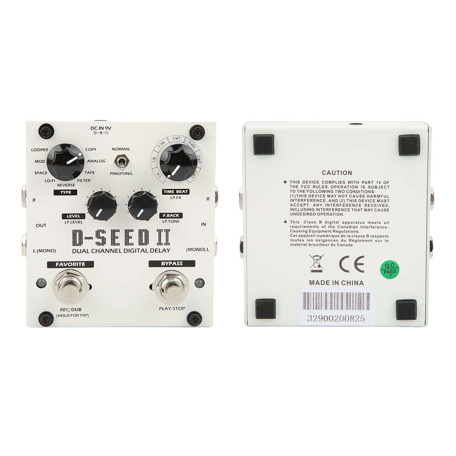 Pedal de Efectos de Guitarra, Pedal de Retardo de Guitarra Digital Estéreo de 2 Canales con 8 Modos de Efectos de Retardo Y Función Looper, para Guitarra Eléctrica, Bajo, Guitarra Eléctrica