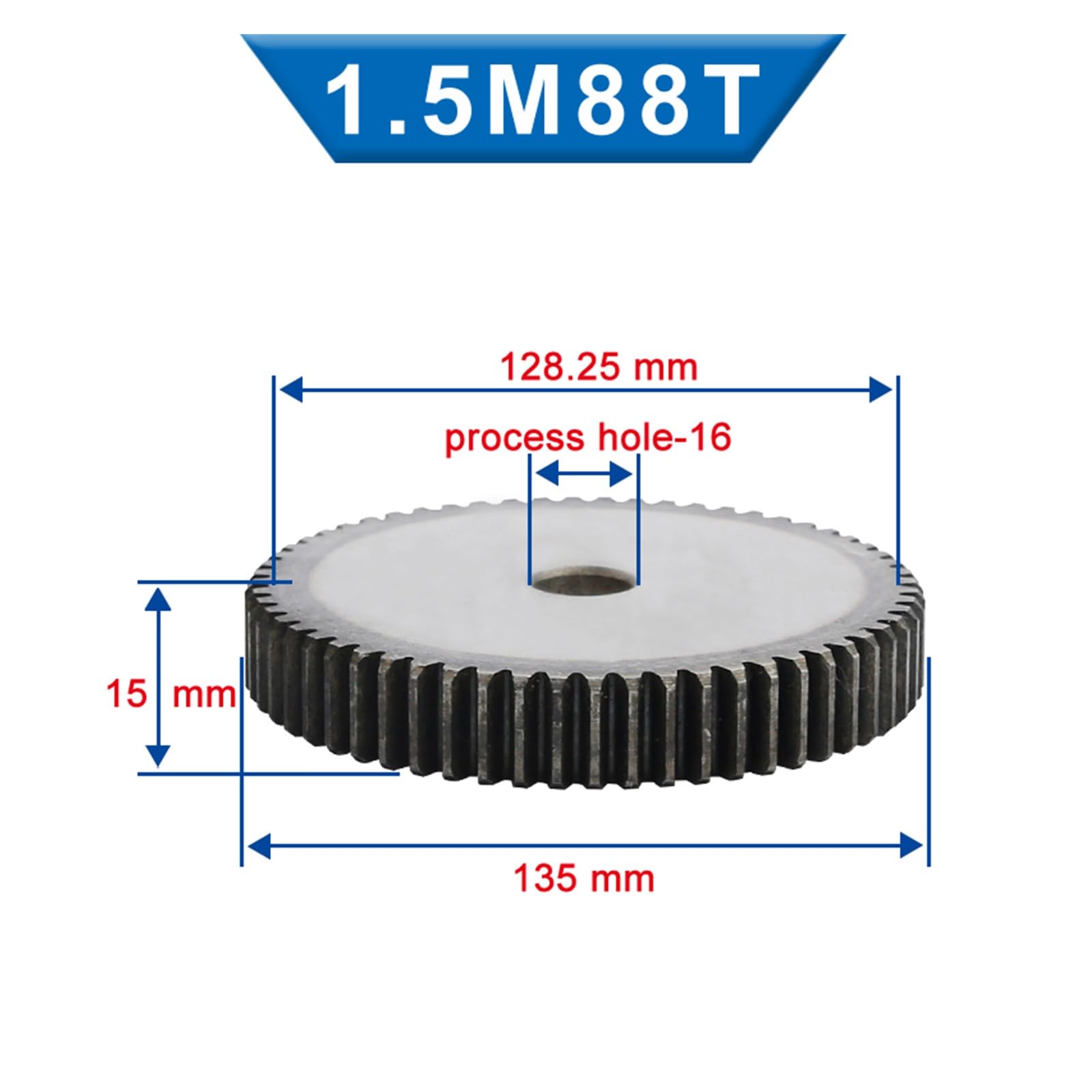 1 sztuk 1,5 m koła zębatego 88/89/90/92 Zęby 16 mm OVER PROCESIN PRZEKŁADKA ZEWNĘTRZNE(90 Teeth)