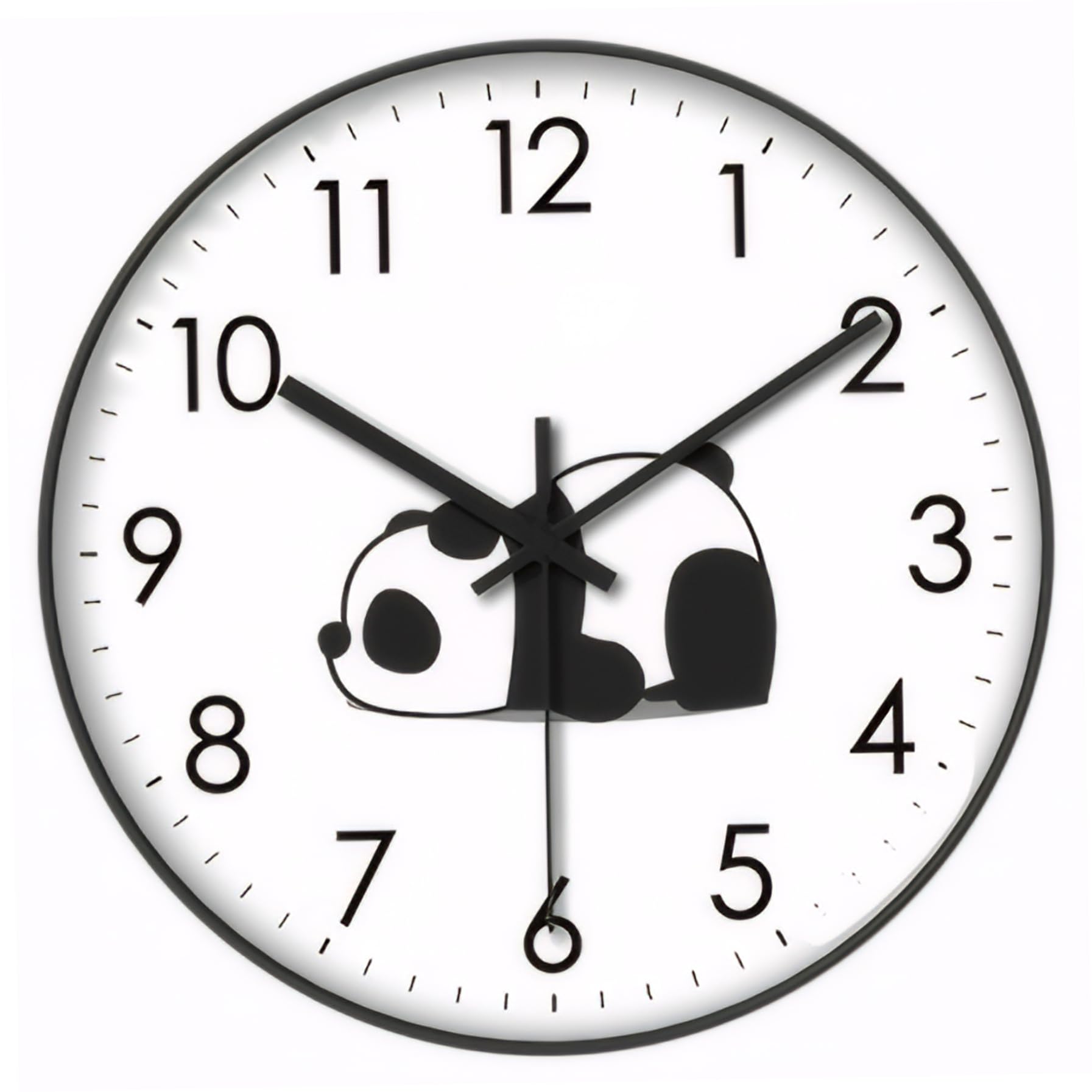 Horloge ronde panda 8 pouces sans tic-tac pour sommeil paisible