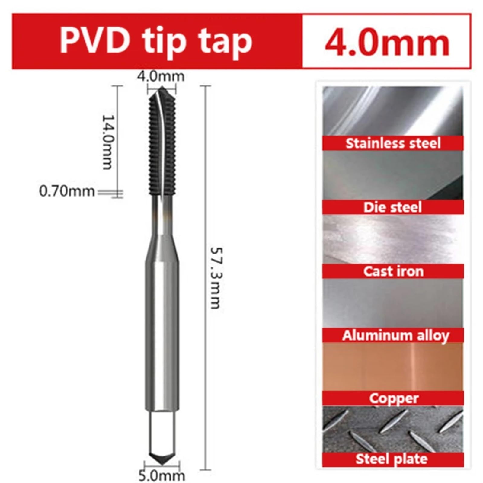 Macho de roscar en espiral de acero de alta velocidad con contenido de cobalto M35, con punta de roscar en espiral, con revestimiento de PVD, de acero inoxidable, M2-M12, herramientas CNC, 1 unidad(PV