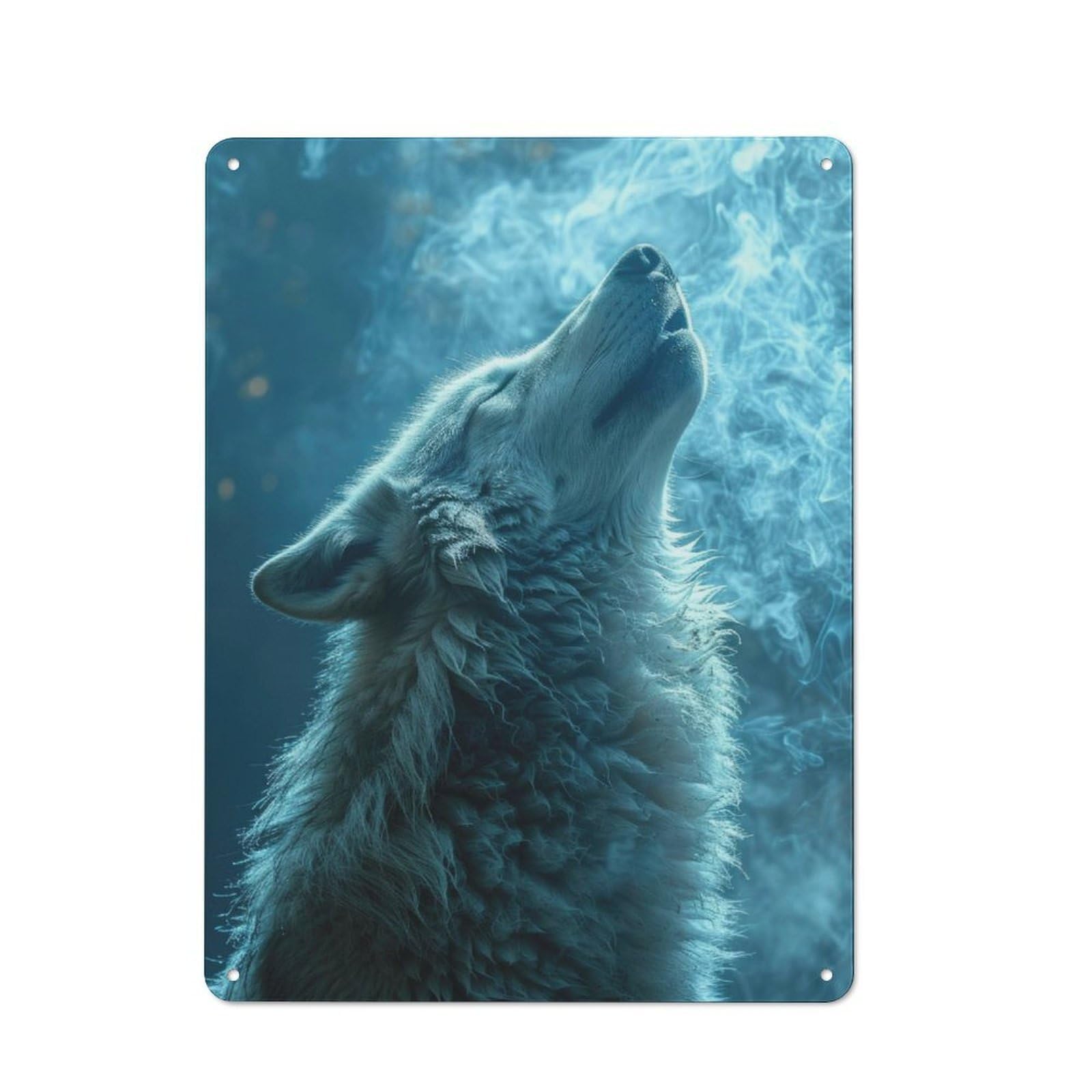Junmoney Howling White Wolf For Dining Room Or Kitchen, Rustic Metal Sign 40X30cm, For Home Interiors, Feature Walls And Decorative Displays