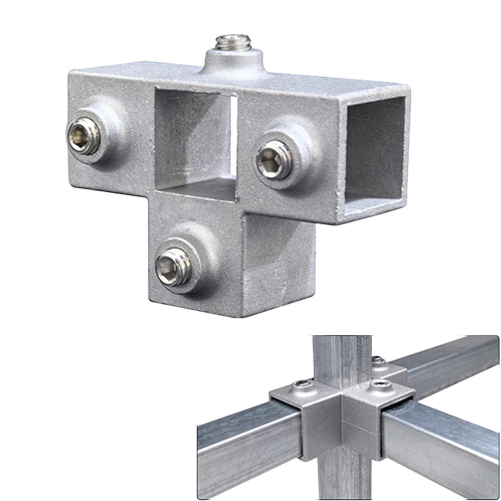 Alloneslife 25X25 5Ways Aluminum Alloy Square Tube Connector Replacement Connection Fastener Fixed Joint 3 Way Elbow Pipe Fitting Easily Install Square Pipe Fixed Joint Storage Rack Connector