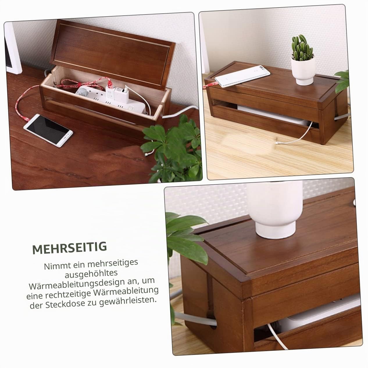 Kabelorganisatorbox für Schreibtisch Stecker Organizer Kasten und Aufbewahrungsbehälter für Kabel mit Abnehmbarem Deckel Wärmeableitung