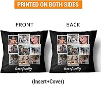 Vista 4 de Love and Family Collage - Almohada personalizada para pareja. Almohada de fotos personalizada con texto para cumpleaños, aniversario y Navidad.