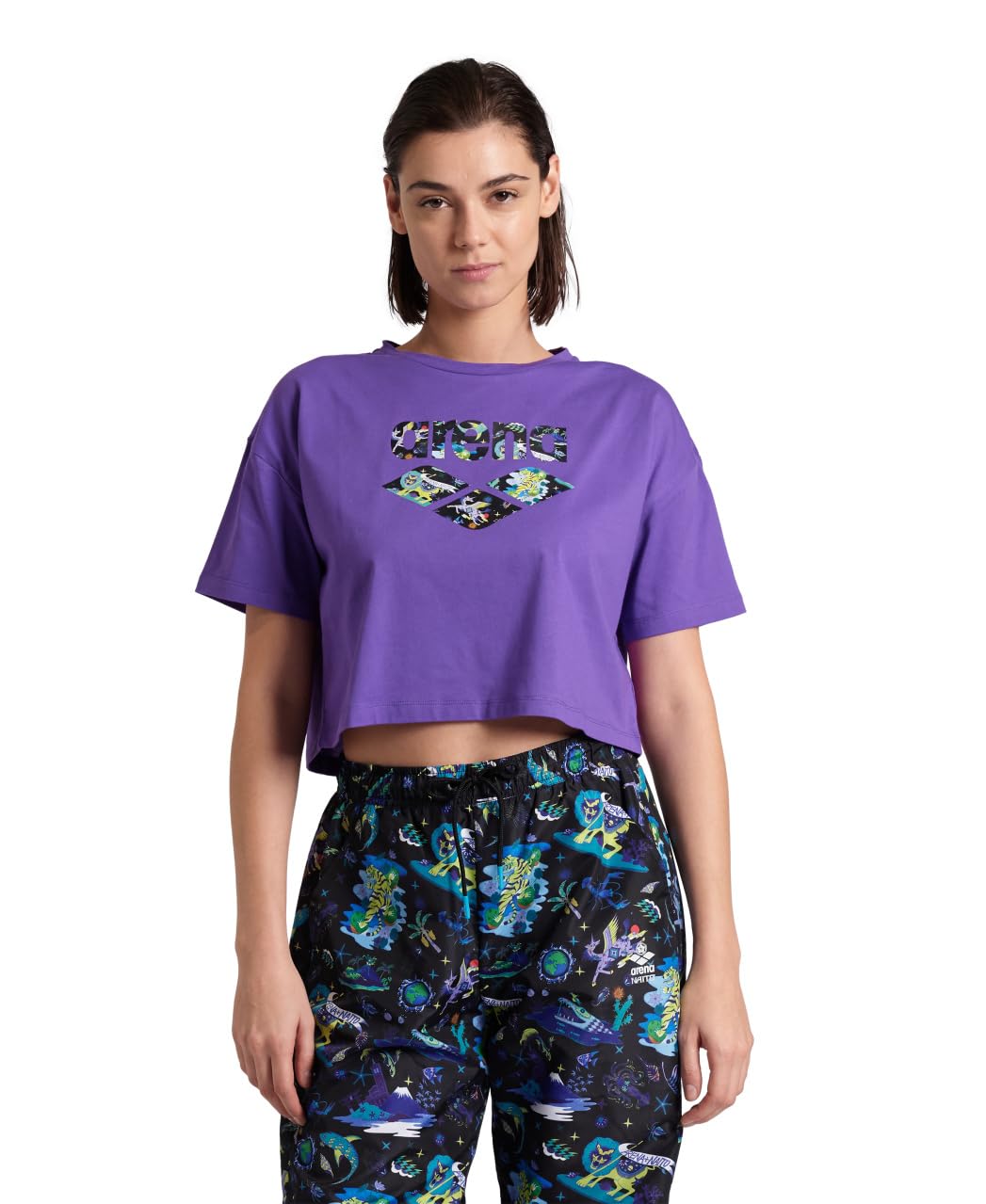 Arena Women's Arena Fun Planet Crop Tee T-Shirt Femme (Lot de 1)