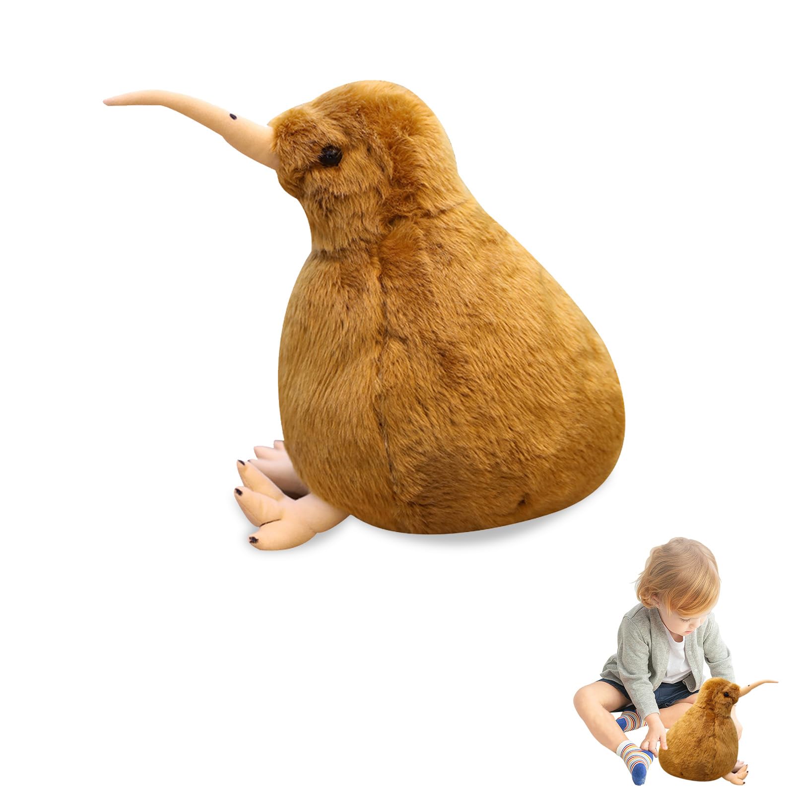 Peluche Kiwi Realista De 12 Cm – Extra Suave, Con Pico Largo Y Plumaje Marrón, Ideal Para Abrazar Y Decorar Habitaciones