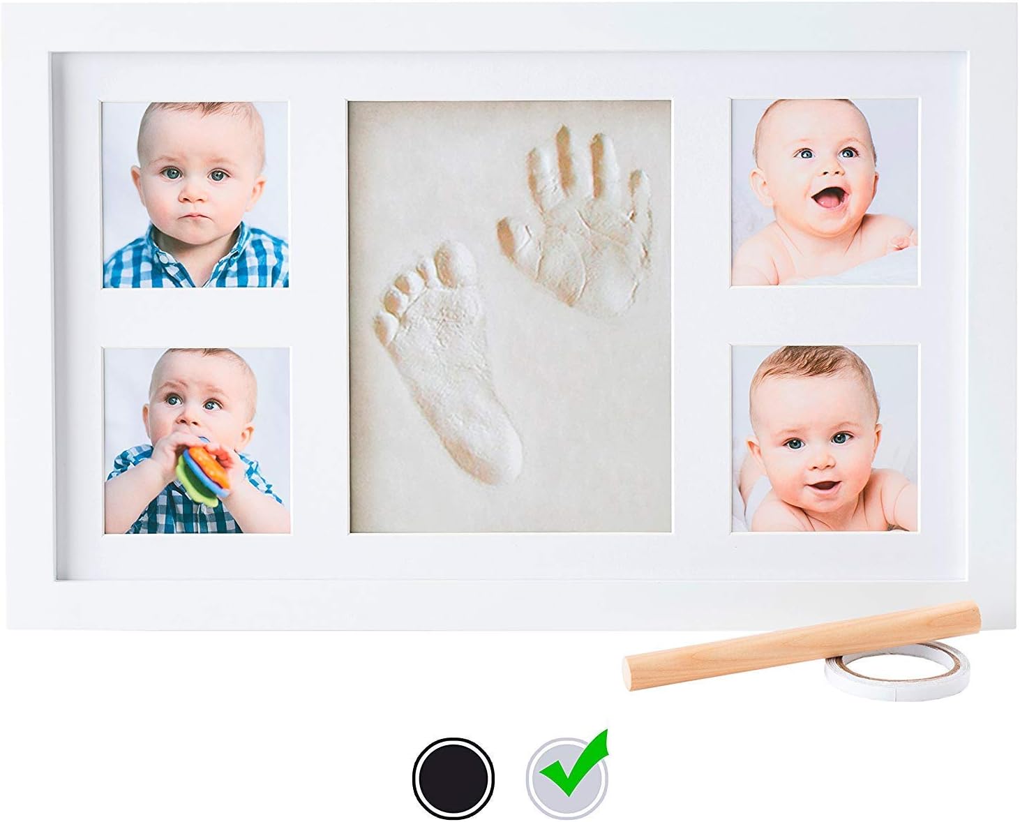Baby Handprint Kit, Baby Picture Frame (White, Deluxe)