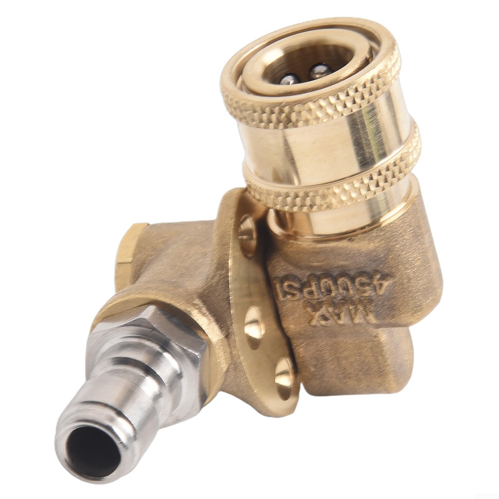 Brass Swivel Coupler for Pressure Washers – Quick-Connect Adjustable Spray Wand Connector, 5-Position Angle Selector, Gold-Finished For Durable Brass Build