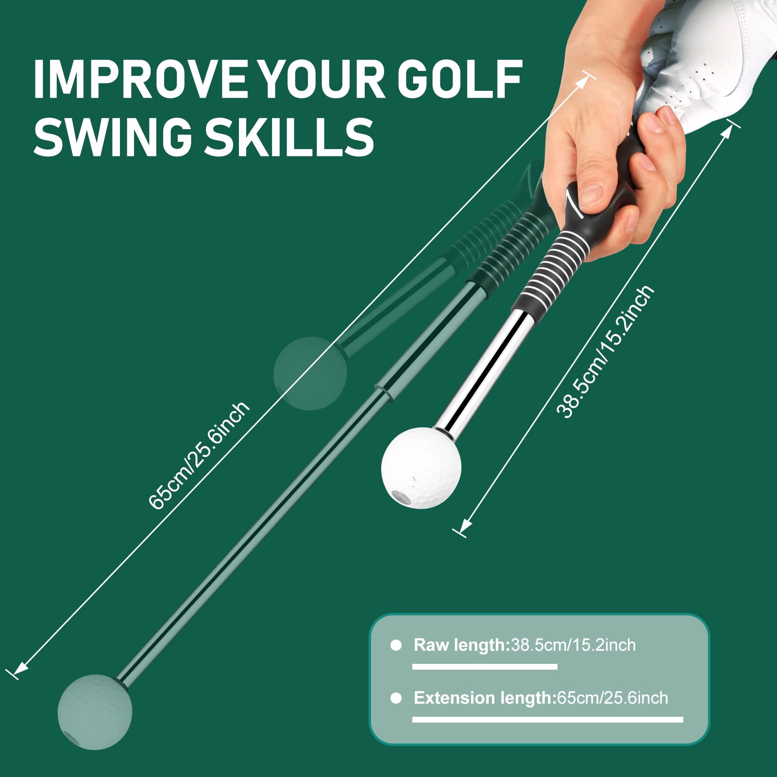 Ayuda de entrenamiento de swing con agarre de golf, retráctil, para practicar en interiores, palo de calentamiento, flexible, telescópico, de liberación de sonido, con correa de práctica de