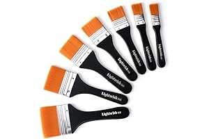 LIGHTWISH 7-Piece Essential Flat Paint Brushes for Acrylic, Gesso, Oil, Watercolors