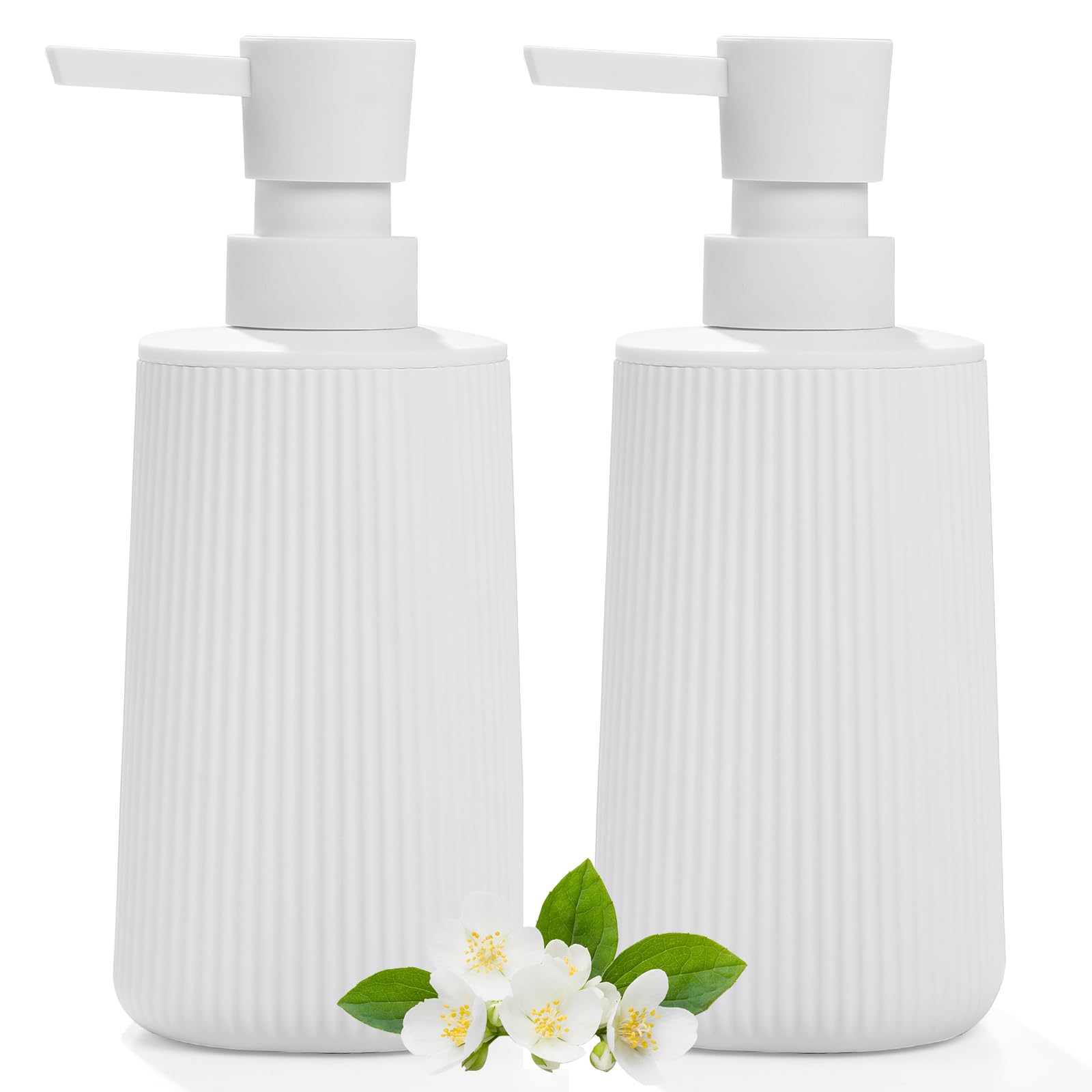 Moderne Seifenspender Weiß Kunststoff Spülmittelspender, Seifenspender Bad für Badezimmer, Arbeitsplatte, Küche, Soap Dispenser mit Pumpspender (Weiß 2 Stück)