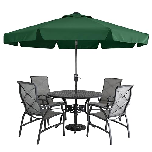 MASTERCANOPY 10ft Patio Umbrella with Valance, Crank and Tilt – 8 Ribs Outdoor Market Umbrella, UV/Fade Resistant, Waterproof Canopy with Wind Vent for Garden, Deck, Backyard, Pool (Forest Green)