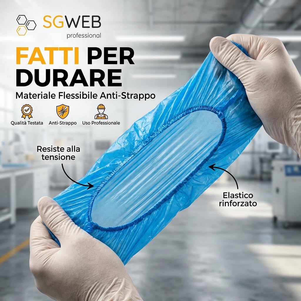 Copriscarpe Monouso 300 Pezzi Impermeabili Antiscivolo PE Taglia Unica Blu