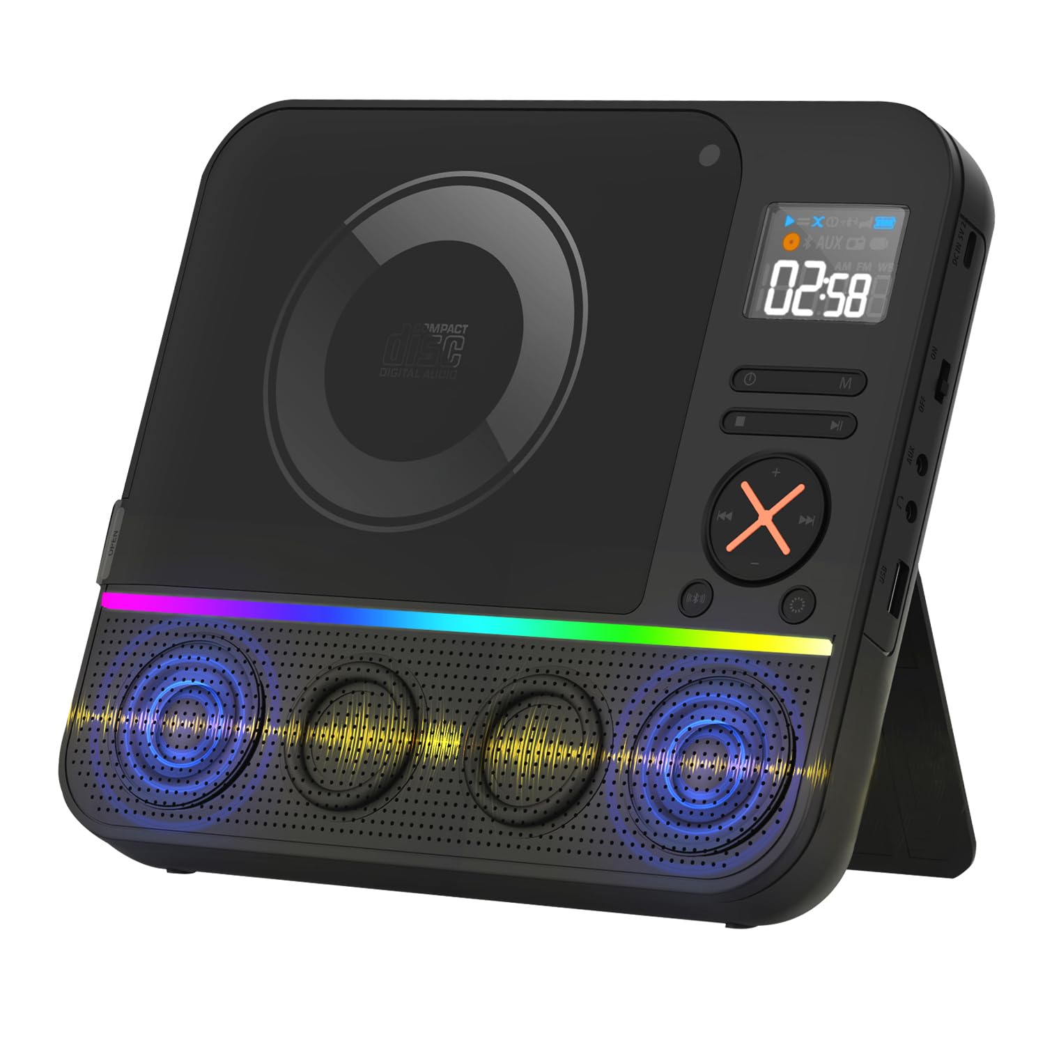 Portable Cd Player Bluetooth Built-in Speakers, Desktop Boombox CD Player with Bluetooth Portable CD Players for Home with Speakers FM Radio & RGB