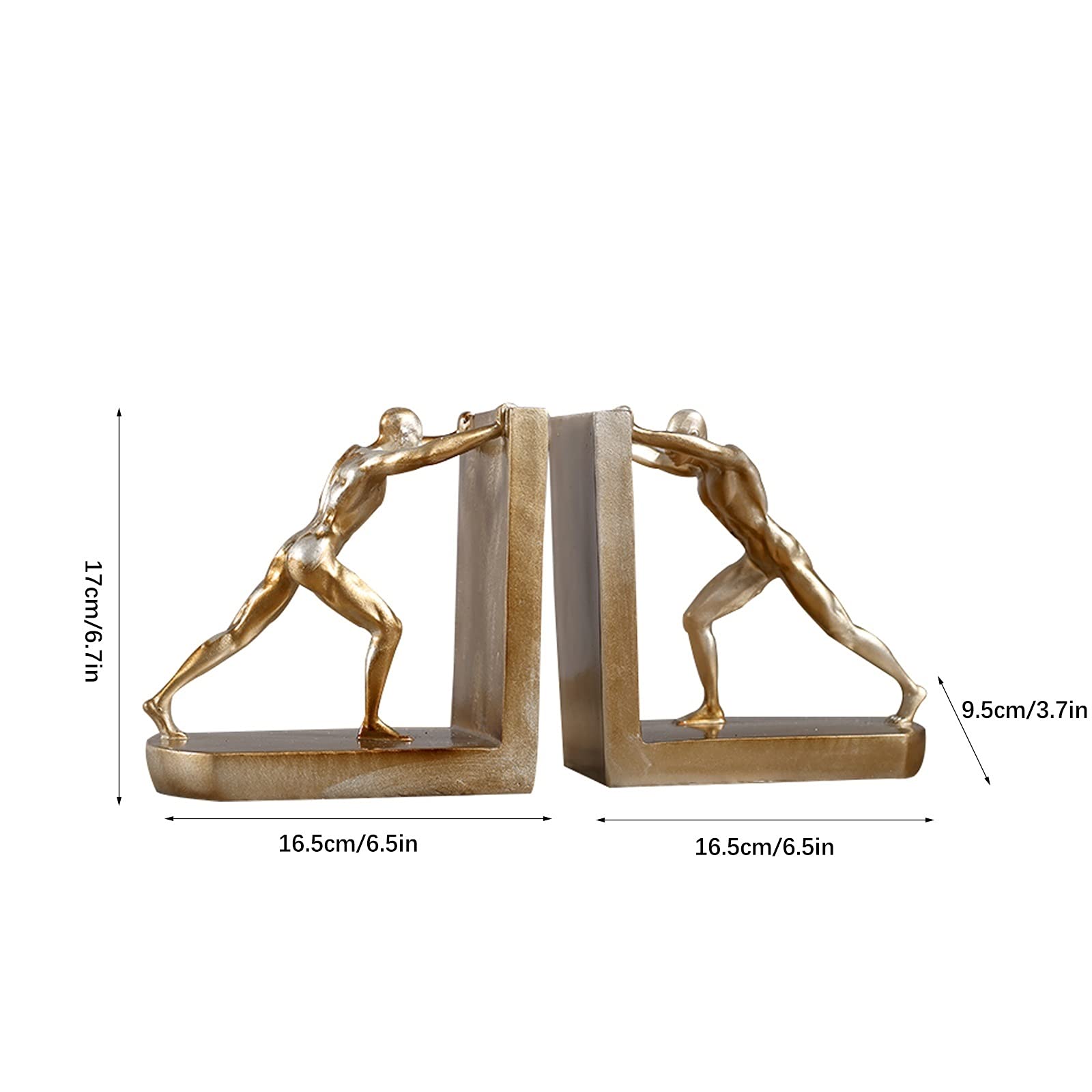 Estatua dorada de cuerpo completo para decoración de escritorio, figura de resina de contabilidad pesada, soporte para libros, bloqueo de libros pesados en estanterías y sala de estudio, decoración de