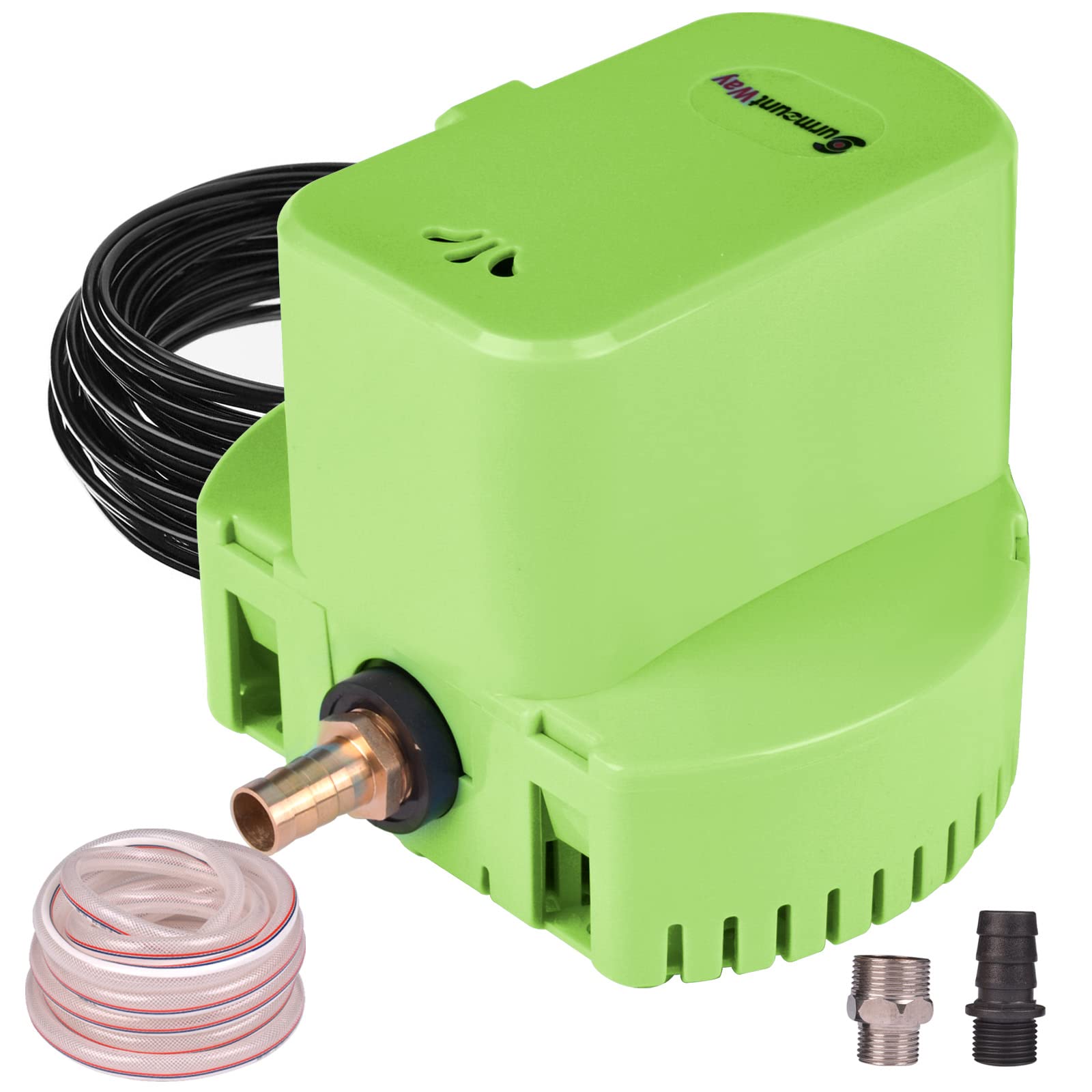 Automatic Swimming Pool Cover Pump 1200 GPH,1/6-HP,110V,Including 16' Drainage Hose and 3 Adapters(GREEN)