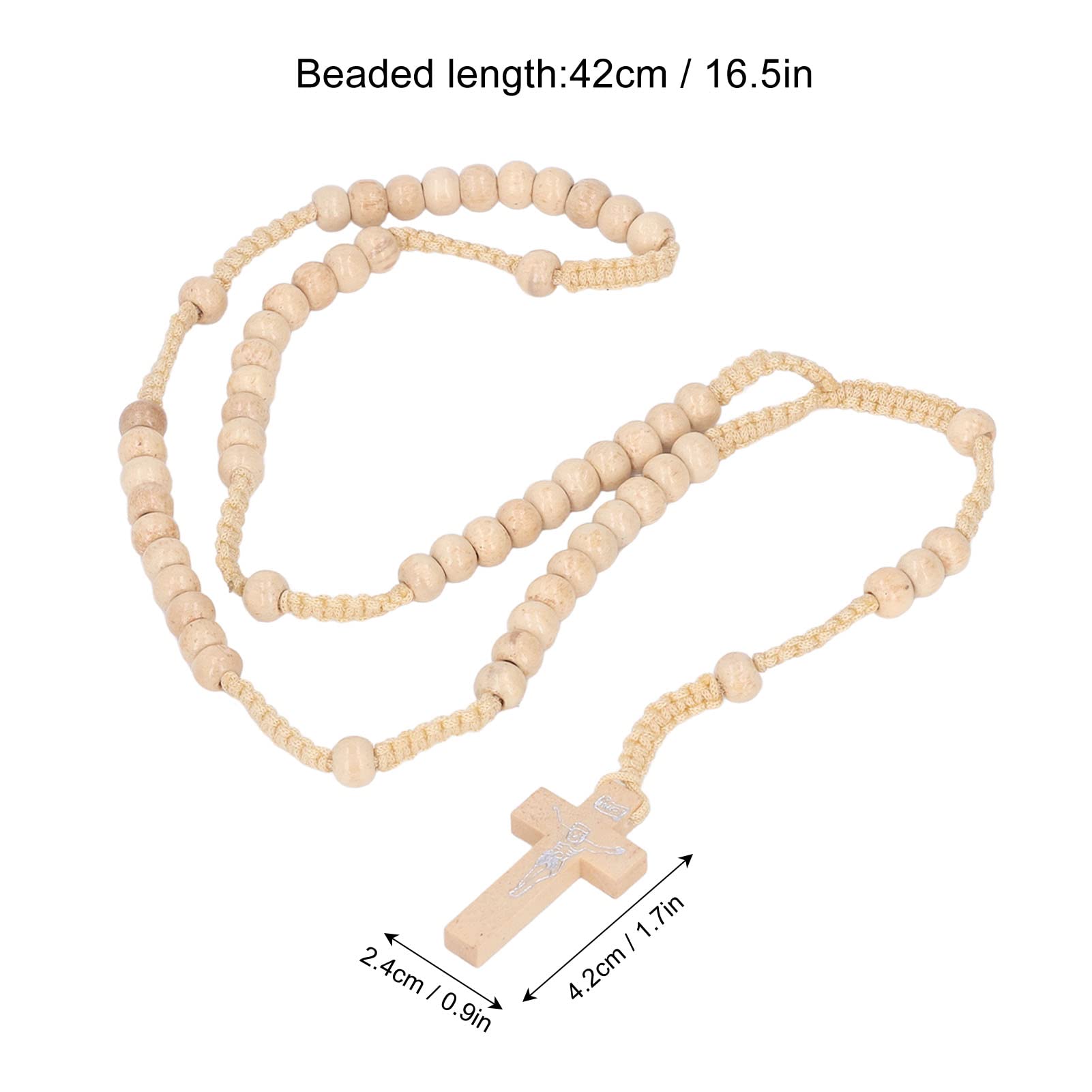 10 Piezas de Rosario de Madera, Fiel Católico de Madera, Rosario de Cuentas de Madera Natural, Collar de Rosario, Cruz, Crucifijo, Colgante Católico, Oración Católica, Jesús, Santo, para(beige)
