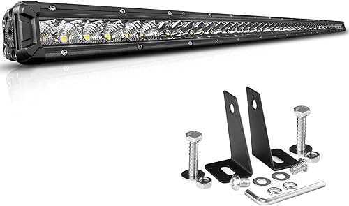 Barra de luz LED de 52 pulgadas de una sola fila de haz de inundación combinado de 6000 K, luz de conducción de trabajo todoterreno, luz antiniebla,