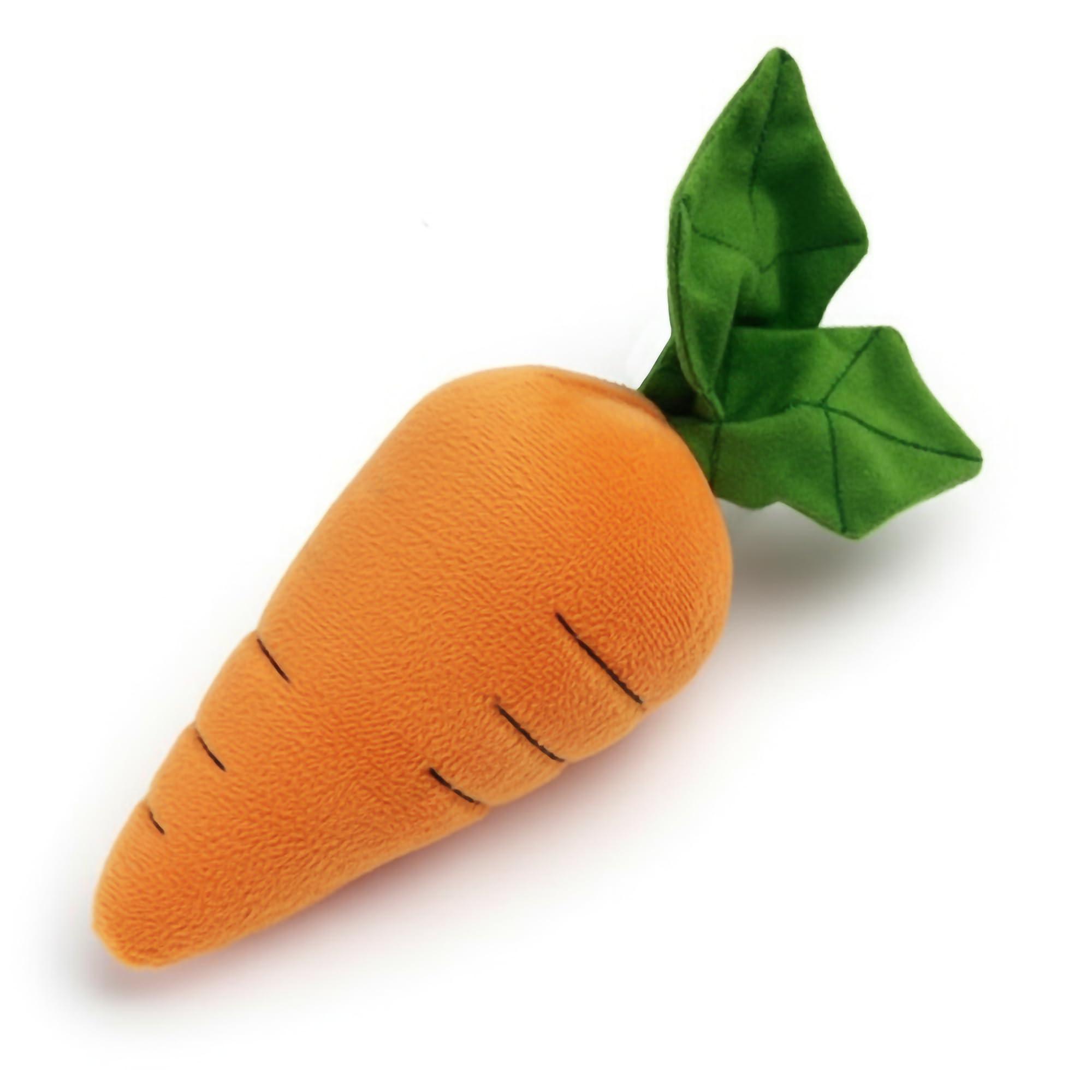 Pet Lou 8 Inch Carrot Plush Dog Toy for Soft Chewers Durable Squeaky Crinkle Anti Boredom Chew Toy