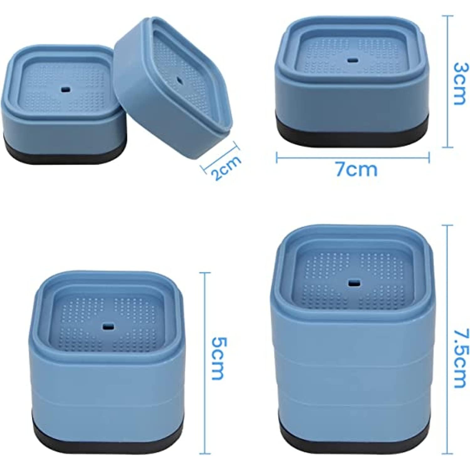 Heavy-Duty Adjustable Furniture Risers, Stackable Bed Leg Extenders with Non-Slip Pads, Floor Protectors (Pack of 8)