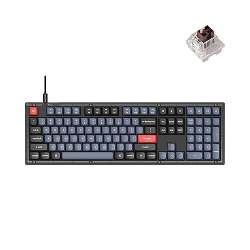 Keychron V6 Wired Custom Mechanical Keyboard, Full-Size QMK/VIA Programmable Macro with Hot-swappable Keychron K Pro Brown Switch Compatible with Mac Windows Linux (Frosted Black-Translucent) - Hot-swap Keychron K Pro Brown Switch