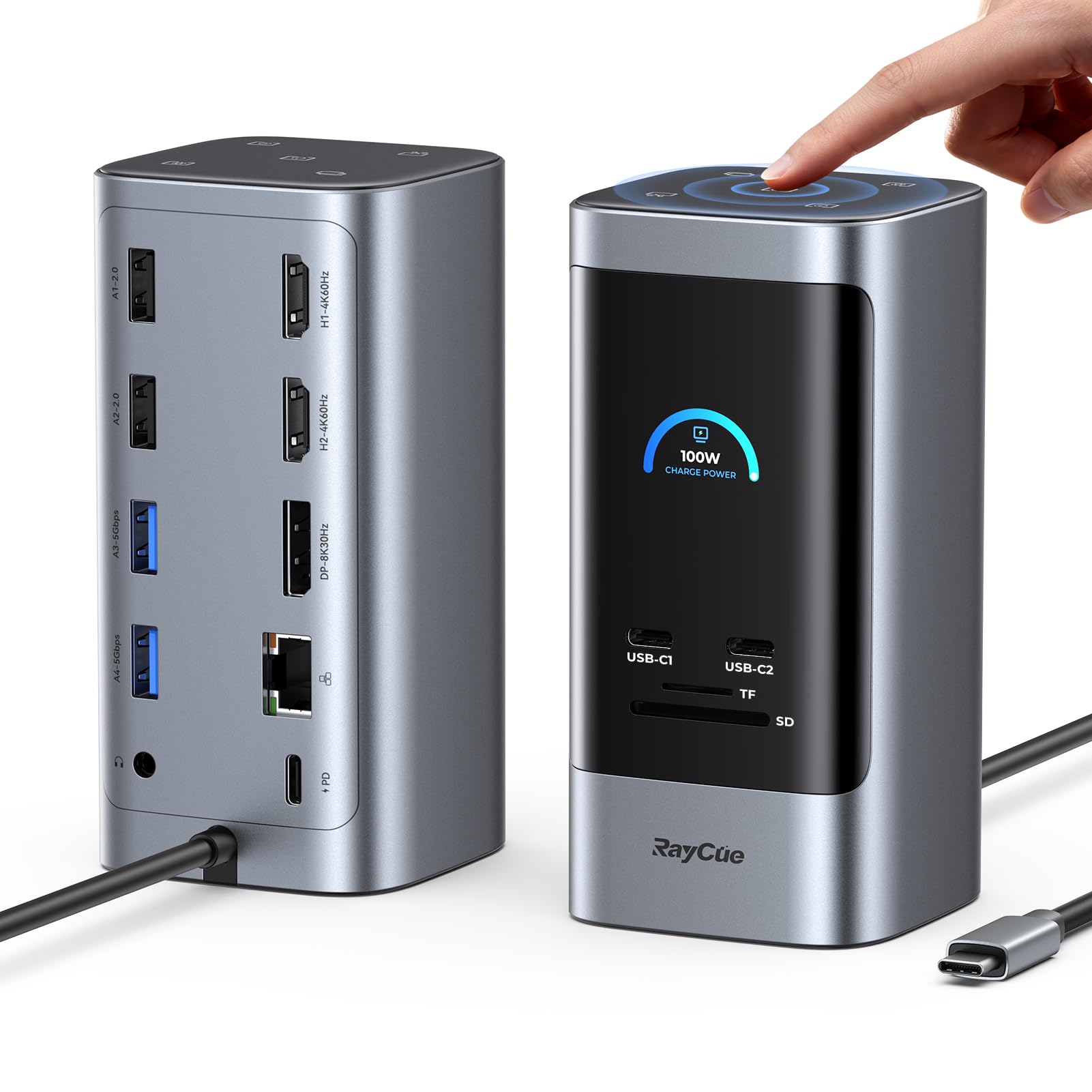raycue 15-in-1 laptop docking station 3 monitors triple 8k displays 6 usb ports