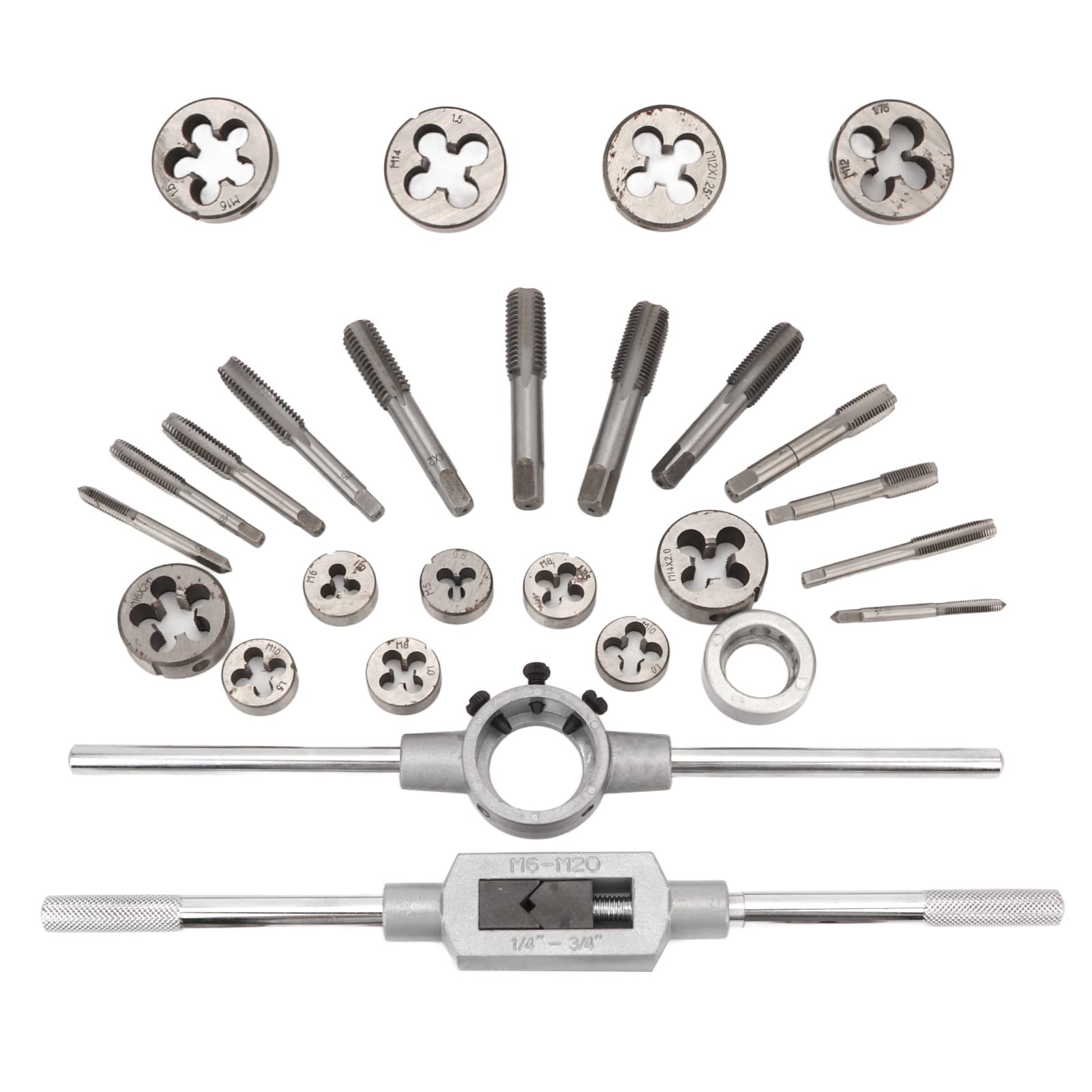 Stuknij Zestaw metryki M5 do M16 gruboziarniste drobne zęby Zestaw narzędzi z kompletnymi akcesoriami Profesjonalne stal łożyska 27pcs do naprawy mechanicznych samochodów