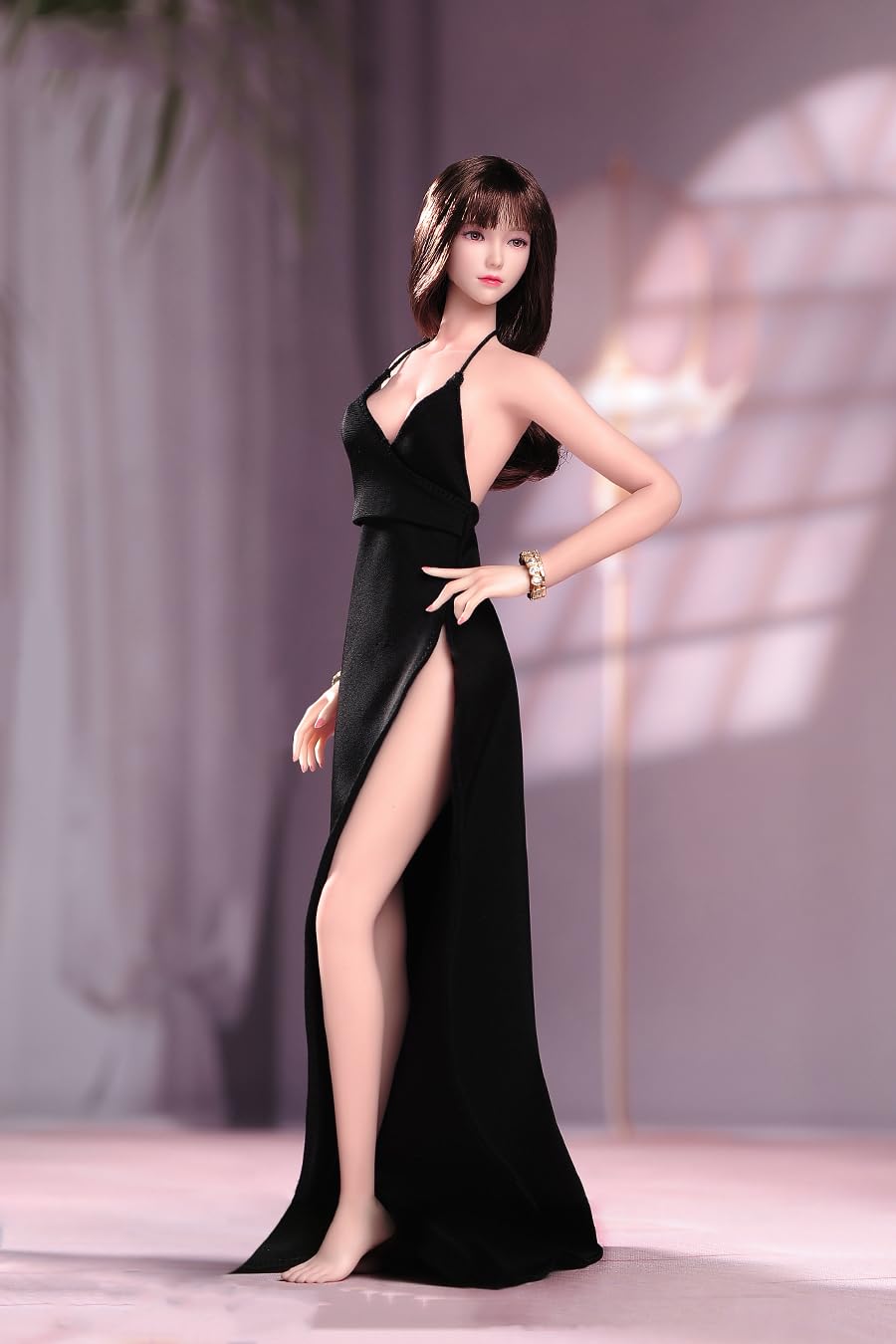 1/6 Skala Weiblicher Körper,12inch Super Flexible Nahtlose Weibliche Figur Körper Makeup Version mit Nicht Abnehmbaren Füßen Groß und Schlank Miniatur Action Figur (Blasse Haut)