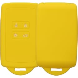 Funda Llave Seat Ibiza kwmobile Funda de Silicona Compatible con Renault Llave de Coche Smart Key de 4 Botones (Solo Keyless Go) - Carcasa Protectora para Llavero - Case Mando de Auto Amarillo chillón