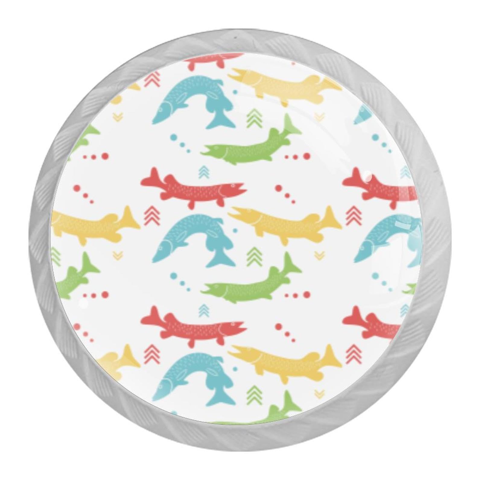 Tqmspg Multi16 4 Pieces Drawer Pulls Cute Fishes Door Knobs Dresser Handles For Kitchen Wardrobe Cupboard Hardware Furniture