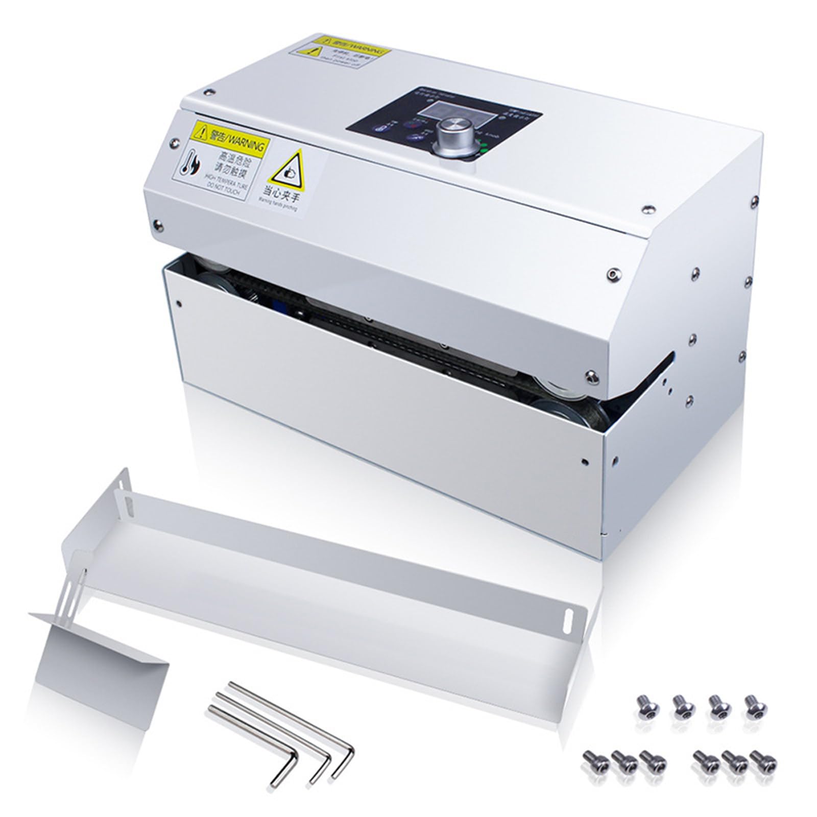 Máquina de Sellado de Banda Continua, Sellador de Banda Horizontal automático, Máquina de Sellado Continuo con Control de Temperatura (80-250 ℃) y Velocidad 6M/MIN