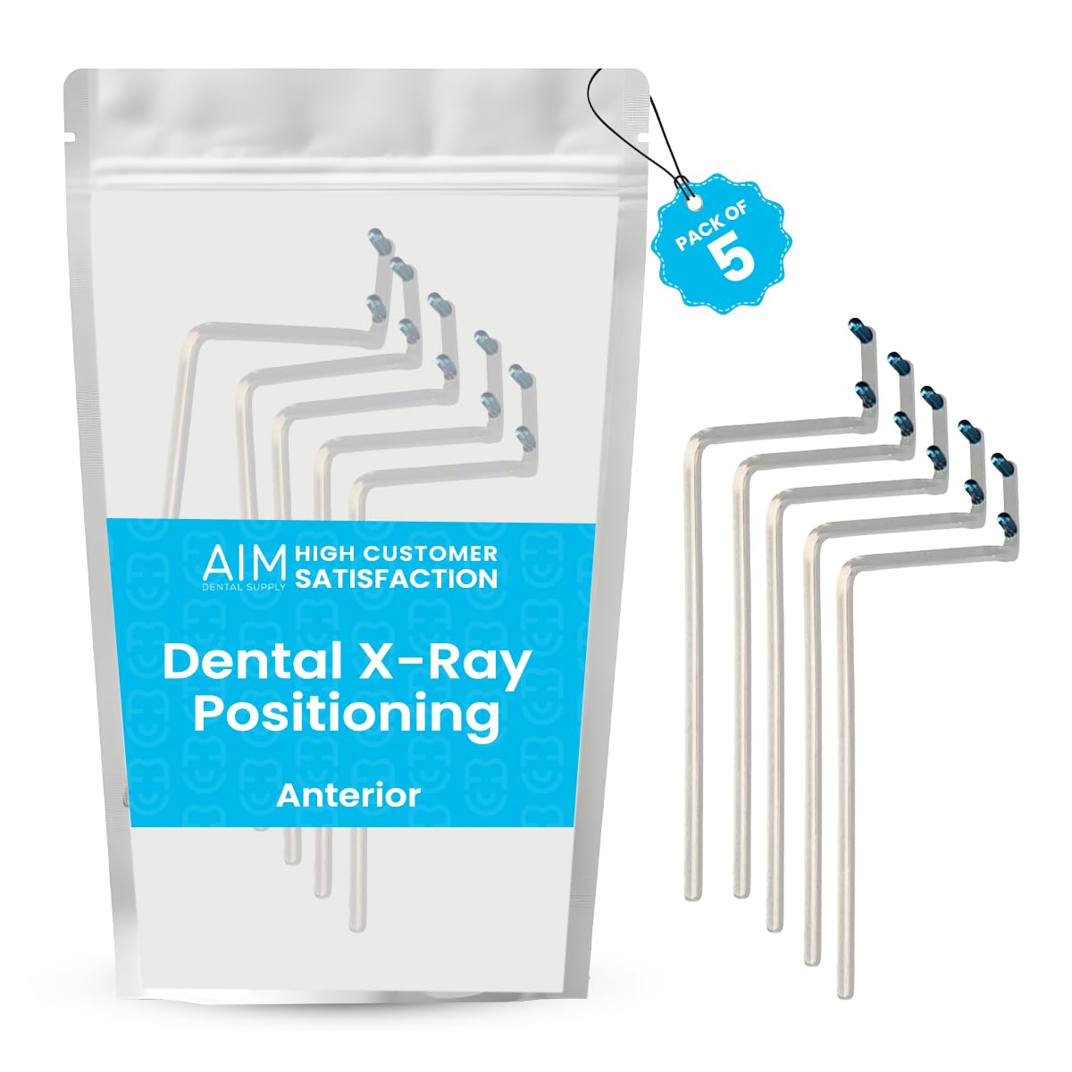 ADS Dental X-Ray Positioning, Indicator Aligning Arm, XCP Style, Rinn FPS 3000 Autoclavable, by Aim Dental Supply- Anterior Blue, 5 Pack