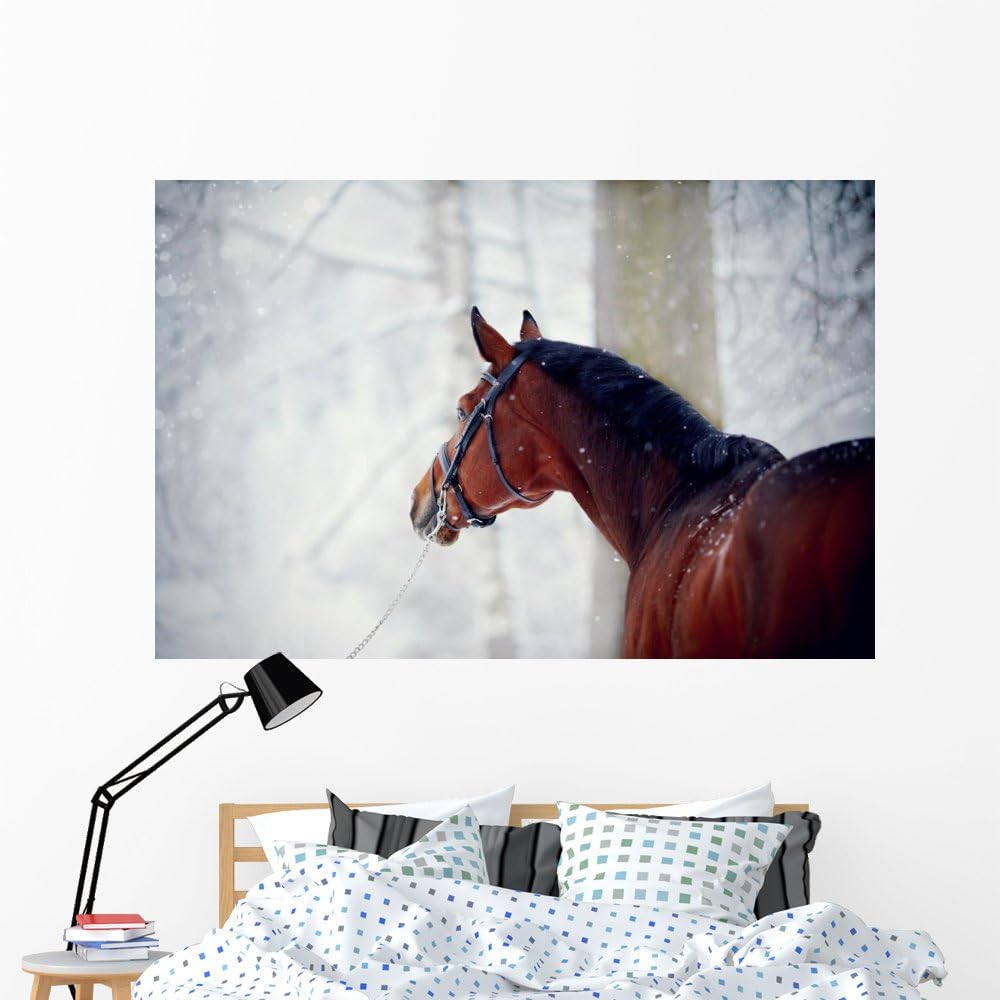 Wallmonkeys Portrait Sports Horse Winter Wall Mural Peel and Stick Graphic (60 in W x 40 in H) WM366470
