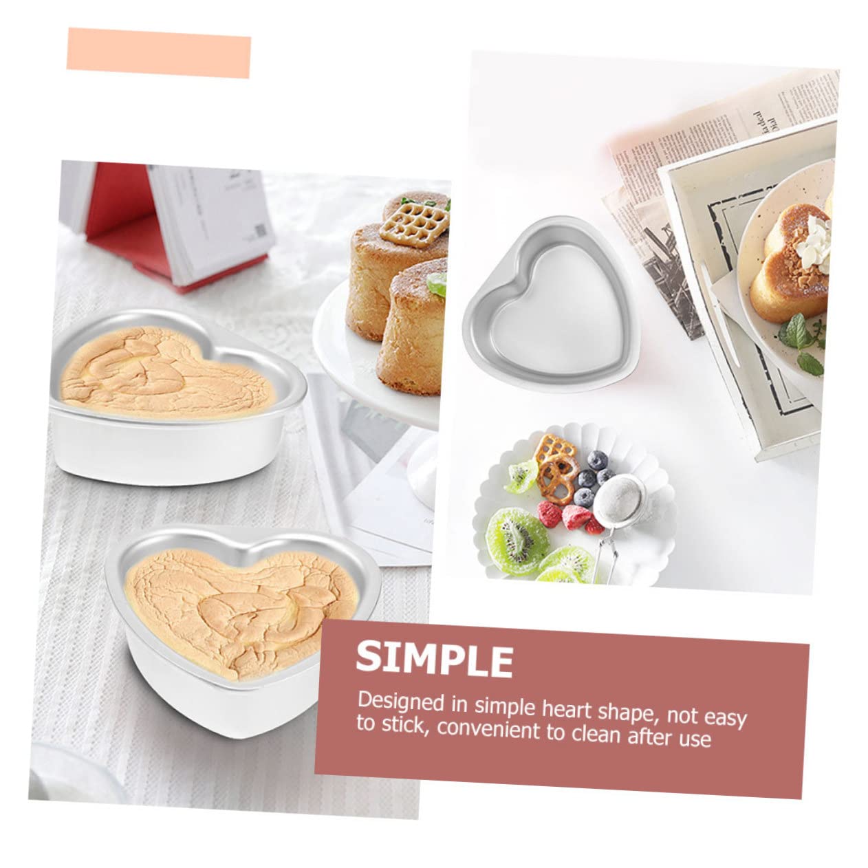 PRETYZOOM 8pièces Moules à Gâteau Métal Forme De Cœur De Moules Antiadhésifs Pour Pâtisserie Outils De Cuisson Idéaux Pour Gâteaux Et Desserts