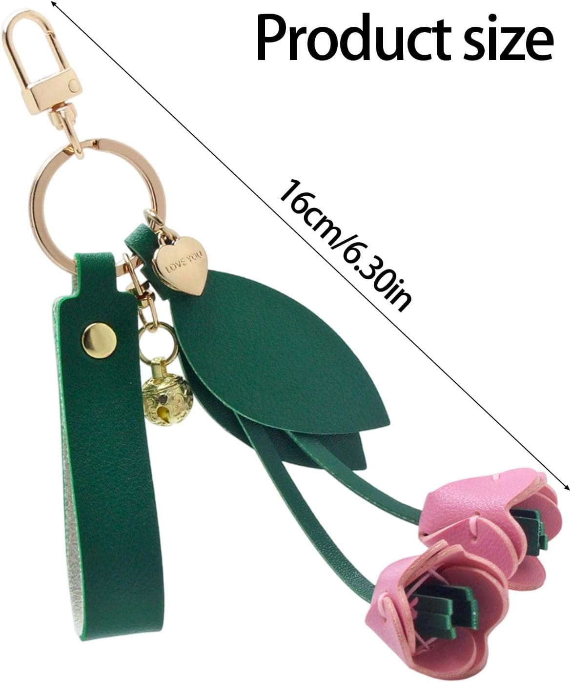 Modern Floral Accessory with Metal Hook Water Pu Leather Compact Design for Purse Pu Rose Keychain image 5